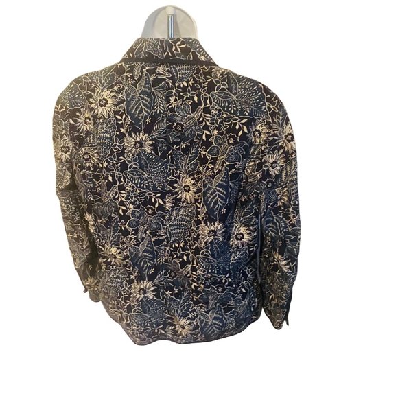 Eddie Bauer cotton and linen blue floral jacket size 8 - Picture 2 of 8